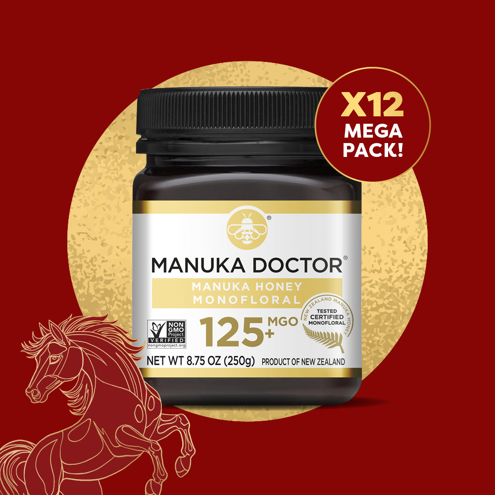 HUGE SAVINGS: 12 x 125 MGO Manuka Honey 8.75oz - Manuka Doctor US