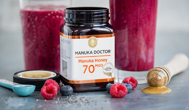 Chia, Raspberry, Blueberry and Manuka Honey Smoothie